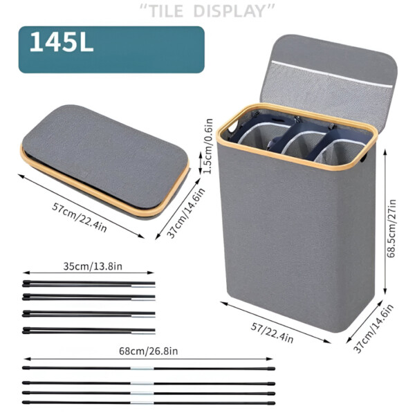 LaundryEase™ – Három rekeszes szennyeskosár - Image 7