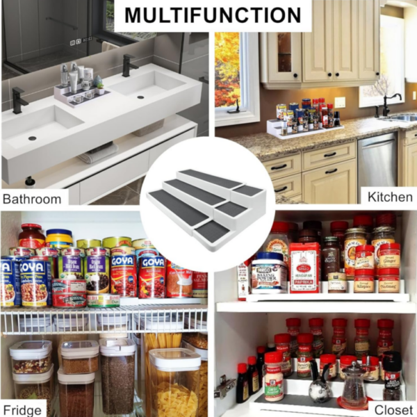 Sortiva™ - 3 szintes, állítható polc többfunkciós rendszerezéshez – 2 darabos készlet - Image 4