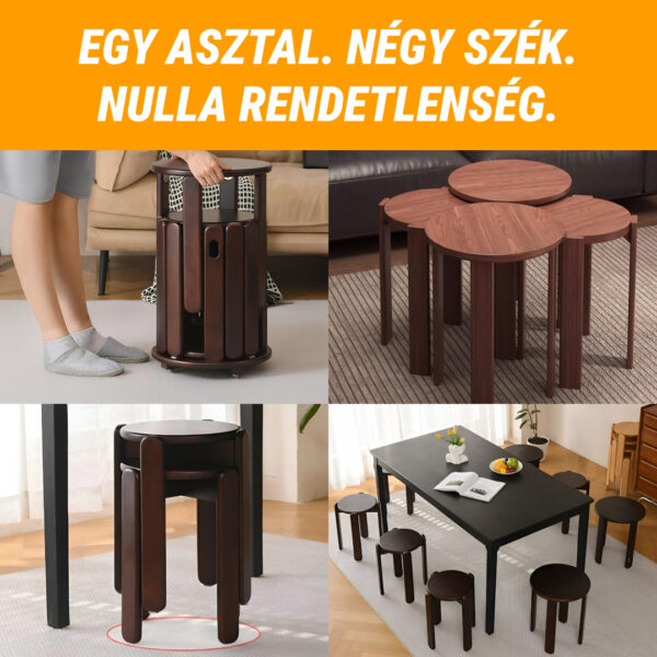 Quado™ - Többfunkciós 4 az 1-ben dohányzóasztal tömör fából, beépített ülőkékkel - Image 2