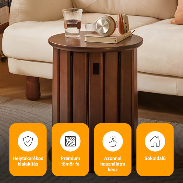 Quado™ - Többfunkciós 4 az 1-ben dohányzóasztal tömör fából, beépített ülőkékkel - Image 4