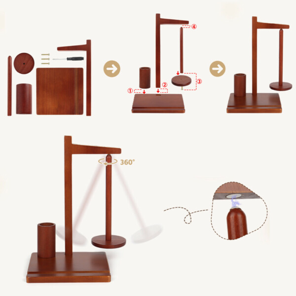 Domaro™ – Fa gombolyagtartó multifunkciós tartóval + INGYEN horgológyűrűk - Image 4